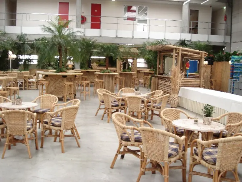 helemaal bijlage verticaal Rotan zithoek tafel met 6 stoelen incl. kussens - www.Palmen.NL - verhuur  van palmen en themadecoraties